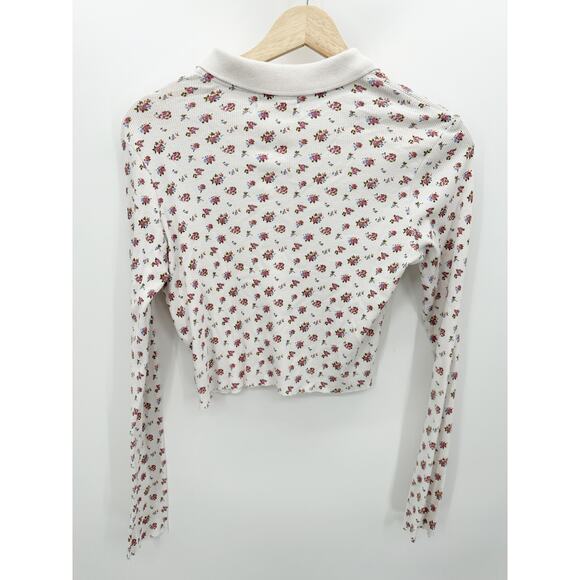 Urban Outfitters Floral Button Down Crop Long Sleeve Top Women's Size Small - Picture 2 of 7